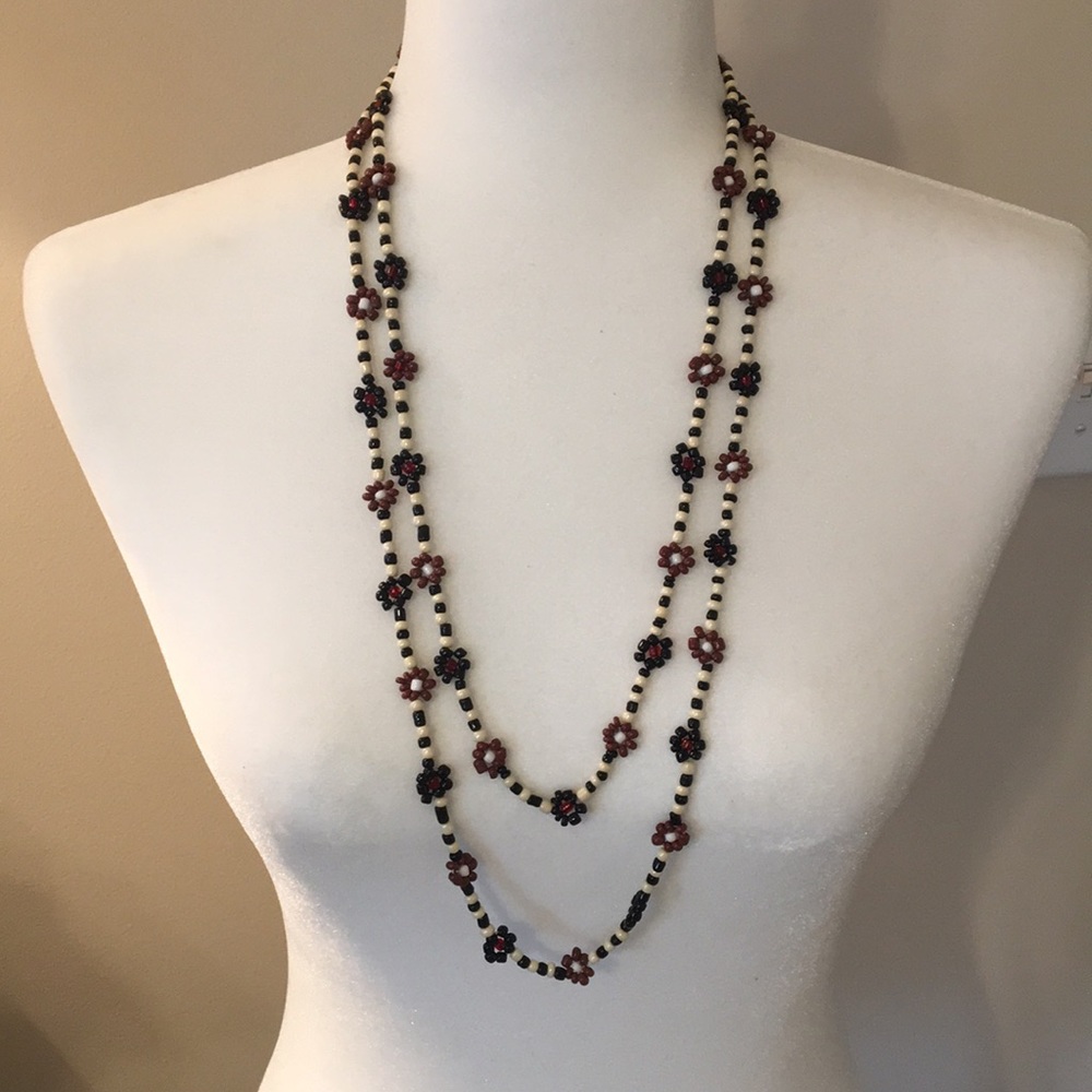 Black, Ivory & Maroon Necklace